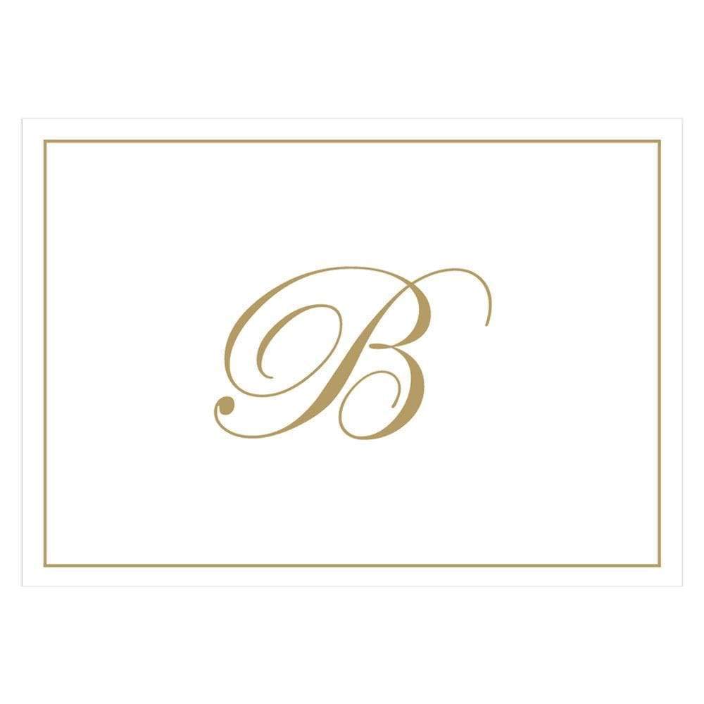 Caspari Gold Embossed Initials Boxed Note Cards in Letter B, 16 Cards &amp; Envelopes