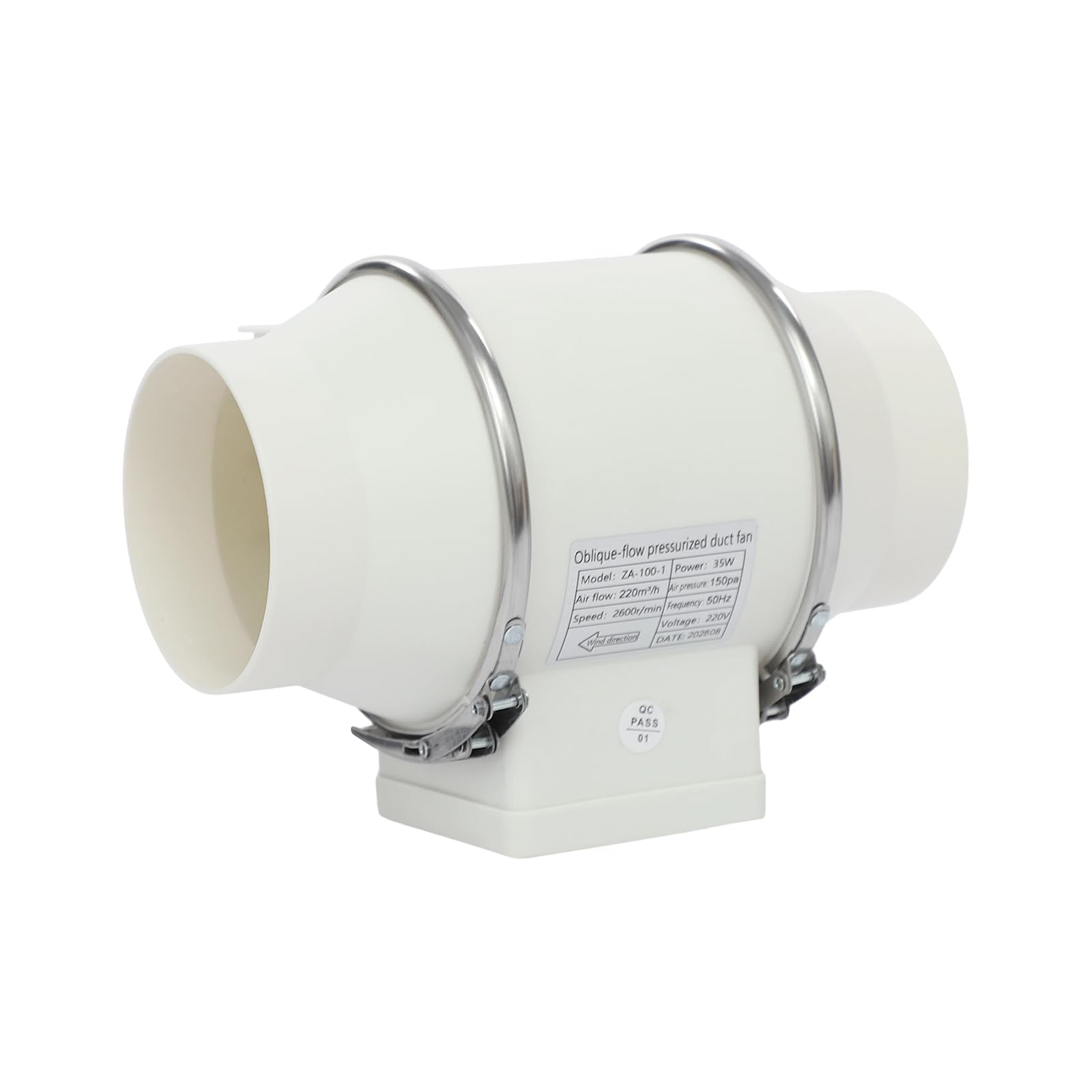 Inline-Rohrventilator 220m³/h 50dB, 220V, weiß für Bad & Küche
