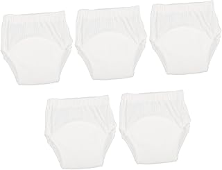 MERRYHAPY 5 peças roupa íntima para bebês meninos fraldas de bebê fraldas laváveis para bebês calças de treinamento penico roupa íntima de treinamento de vaso de cama algodão puro menina criança calças de pão brancas laváveis, Branco, 20x20cm