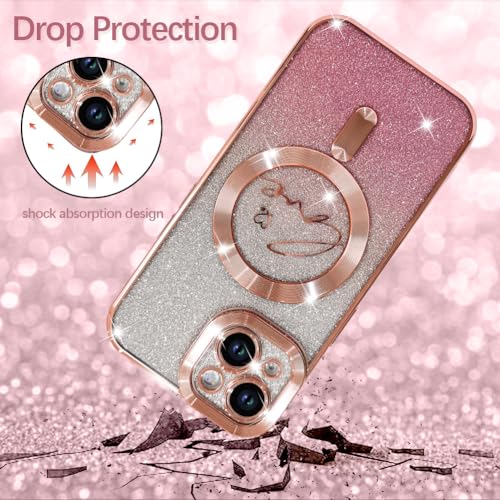 Image of ZIYE Magnetic Case Designed for iPhone 15 Glitter Case-Pink