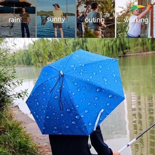 Generic USYLD-16 2 Pcs Umbrella Hat For Adult, 36.2 Inch Diameter Fishing Umbrella Hat Folding Adjustable Sun Rain Cap thumb #4