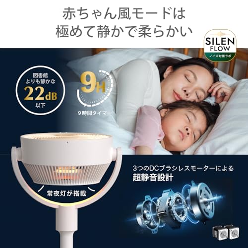 Polar Cedar サーキュレーター 扇風機 静音 22dB DCモーター 360度首振り 32畳 充電式 コードレス バッテリー搭載 上下左右 首振り 4モード 9段階風量 3段高さ調節 タイマー リモコン付き 常夜灯搭載 冷房 パワフル送風 空気循環 DC 省エネ 梅雨 部屋干し コンパクト収納 お手入れ簡単 寝室 脱衣所 トイレ キッチン の商品画像 2