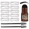 Eyebrow Stamp Kit, Eyebrow Shaping Stamp Makeup Kit, One Step Eye Brow Stamp, Long Lasting Eyebrow Makeup Tool with 10 Reusable Eyebrow Stencils, 2 Eyebrow Brushes, 3 Colors (Medium Brown)
