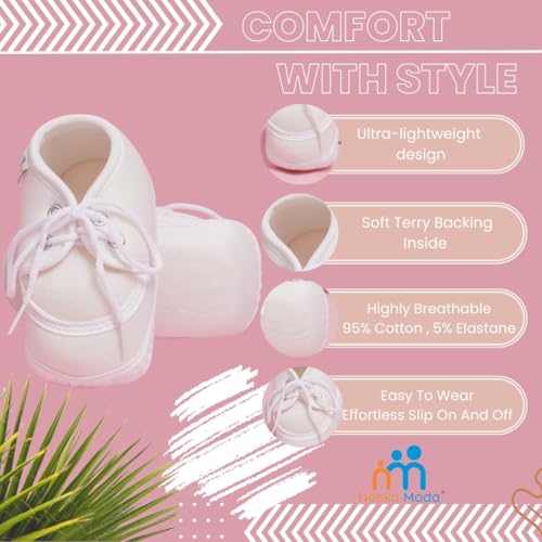 Image of Neska Moda 6 To 12 Months Baby Boys & Baby Girls Cotton Lace Booties