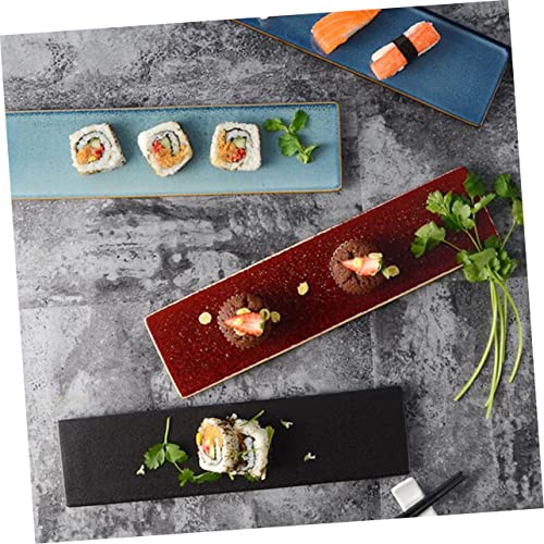 Plato japonés largo de cerámica estilo moderno para sushi miniatura 3