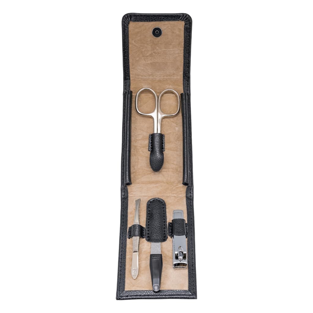 WINDROSE 4-teilig Maniküretui Beluga/Leder (Black)