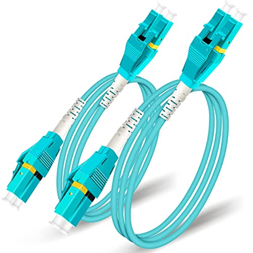 Bangun 1m (2Pack) Uniboot LC to LC 10G OM3 Fiber Patch Cable, Multimode Duplex Fiber Optic Cable Jumper Optical Patch Cord, 50/125, LSZH Jacket