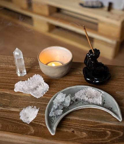Image of AMOYSTONE Natural Clear Quartz Cluster (Raw Crystal) Healing Stones for Home Office Desk Decor - Feng Shui Energy Cleansing Gift for Women, Men (10.5-17.6 oz)