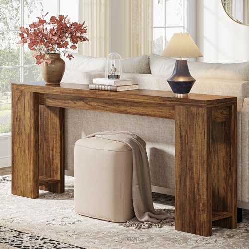 Image of Tribesigns 70.9-Inch Extra Long Console Table, Farmhouse Wood Sofa Table Behind Couch, Narrow Entryway Accent Table for Living Room, Hallway, Entrance, Foyer, Dark Brown