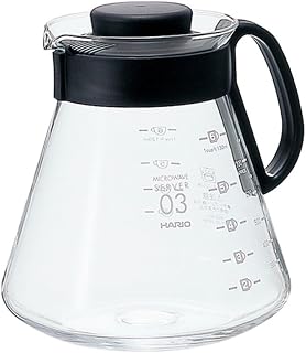 Hario V60 800ml Glass Coffee Server - Heat-Resistant Pour Over Carafe with Lid & Black Handle