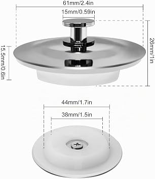 Abflussstopfen Badewanne Silber 44 mm