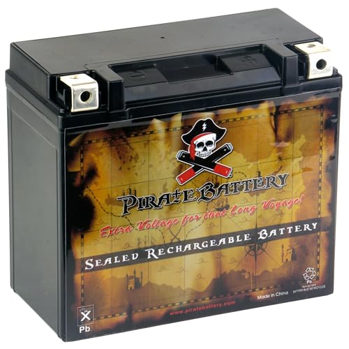Image of Pirate Battery YTX20HL-BS 310 CCA Maintenance-Free 12V 19Ah Battery Replacement for ATV, Harley Davidson Motorcycle, Jet Skis, Scooter, UTV, and More - Nut and Bolt (T3) Terminal