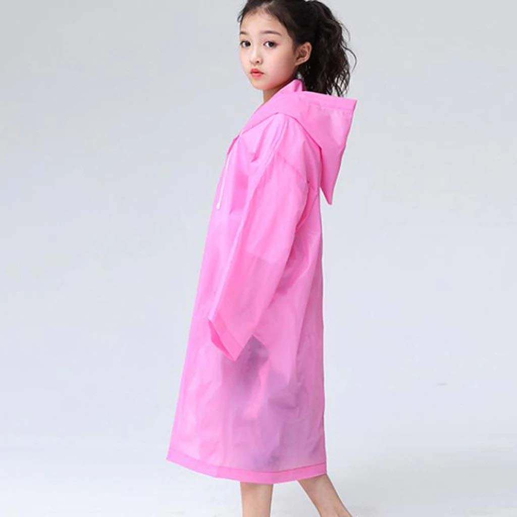 Devil Kids Girl's PVC Full Sleeve With Hooded Plain Raincoat (Pink, 11-12 Years) - Image 5 thumbnail