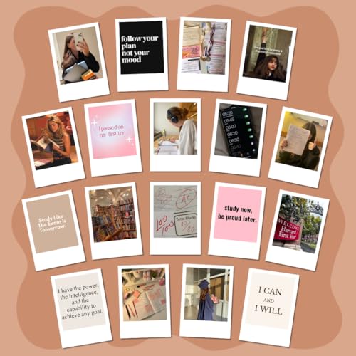 Image of Study Motivation Cards (Set of 18) Positive Affirmation Cards Posters (8 x 6 cm) | Vision board Supplies | Travel, Bedroom, Living room | Graduation Posters | Dream College Poster for Phone, Room
