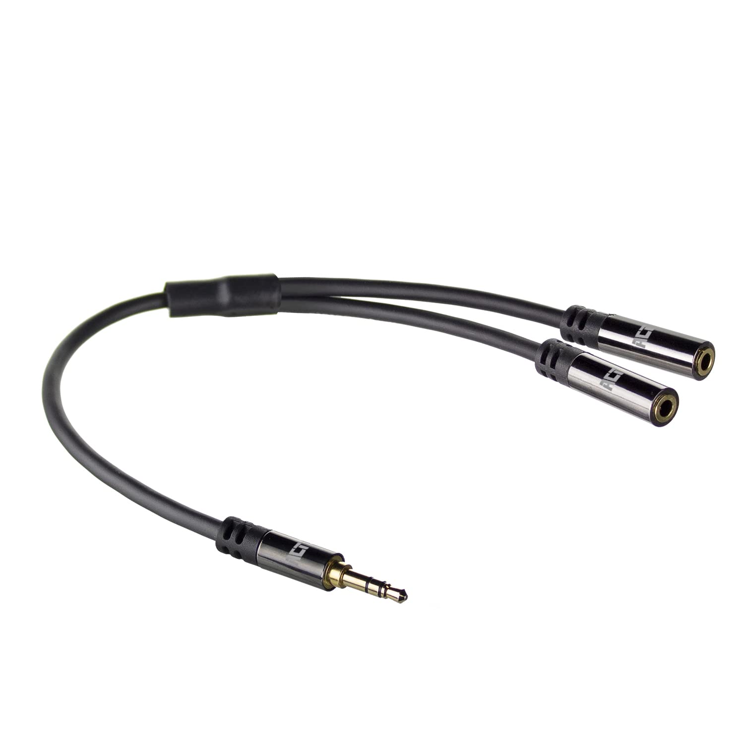 ACT Câble répartiteur audio de haute qualité avec prise jack mâle 3,5 mm vers 2 prises femelles AC3620 0,15 m