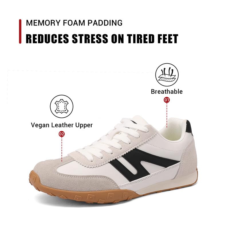 Image of Sneakers for Women Retro Fashion Trendy Sneakers with Foam Insole Casual Shoes for Walking Tennis Classic Non-Slip Comfort Shoes