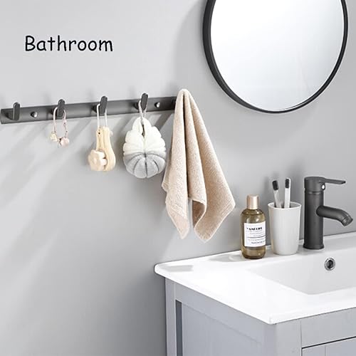 Miniatura 6 de Perchero de pared moderno para colgar abrigos, ropa, sombreros, bolsas con 4 ganchos, toallero negro de aluminio espacial para cocina, entrada,