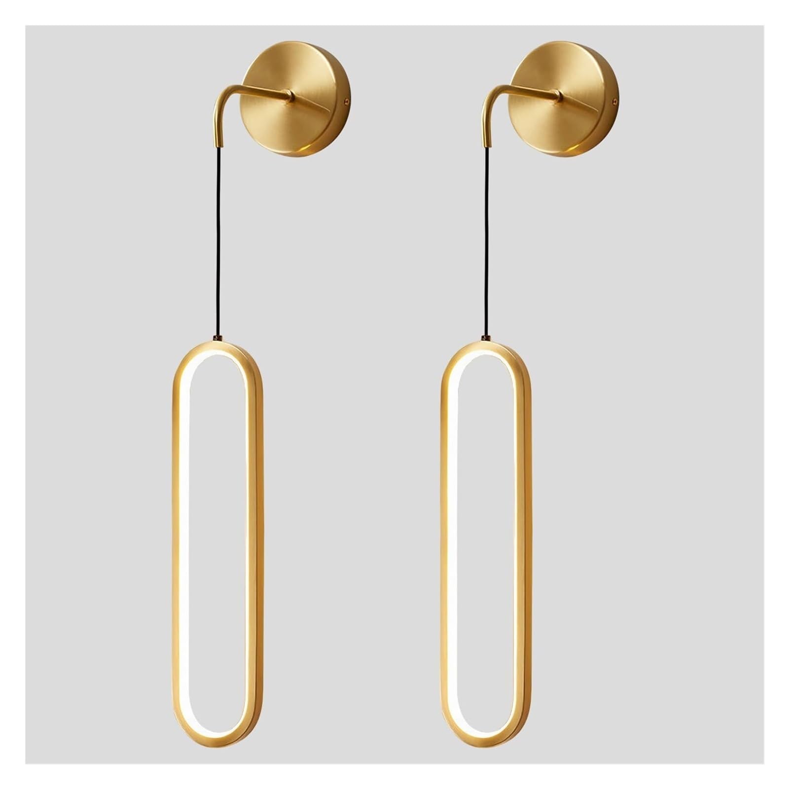 KHUKHU Modern Gold Wall Sconces Mid Century LED Wall Mounted Lamp Hardwired Indoor Wall Lights with Adjustable Cord Golden Vintage Industrial Wall Sconce Light Fixture(Gold-2Pack)
