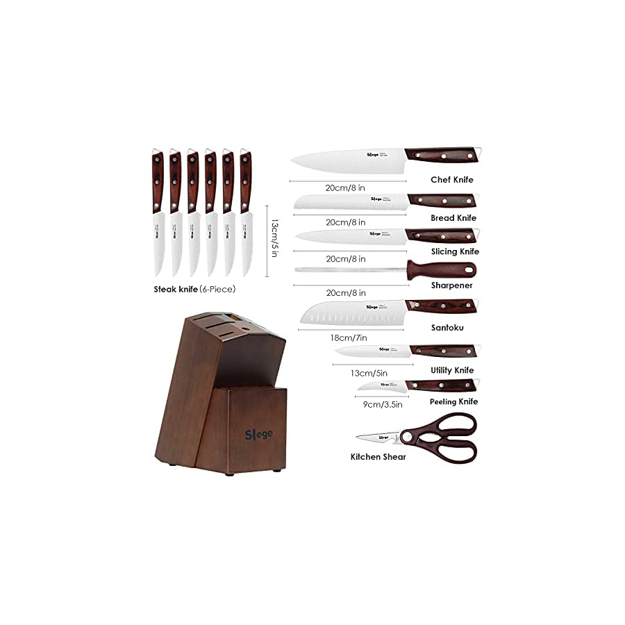 Knife Set,15-Piece Kitchen Knife Set with Block Wooden, Knife Block Set with High carbon stainless steel, Professional Chef Knife Set for Kitchen