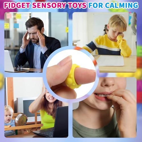 24 Stück Fidget Ring Toys für Kinder Erwachsene, Sensorik Autismus für Spielzeug, Massageringe für Finger Akupressurring, Anxiety ADHD Toys, Beruhigend Bei Stress Angst