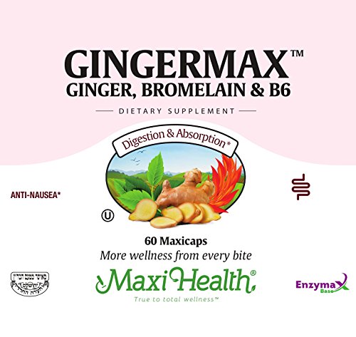 Maxi Health Gingermax - Ginger - Bromelain & Vitamin B6 - Digestion Health - 60 Capsules - Kosher #TOP1