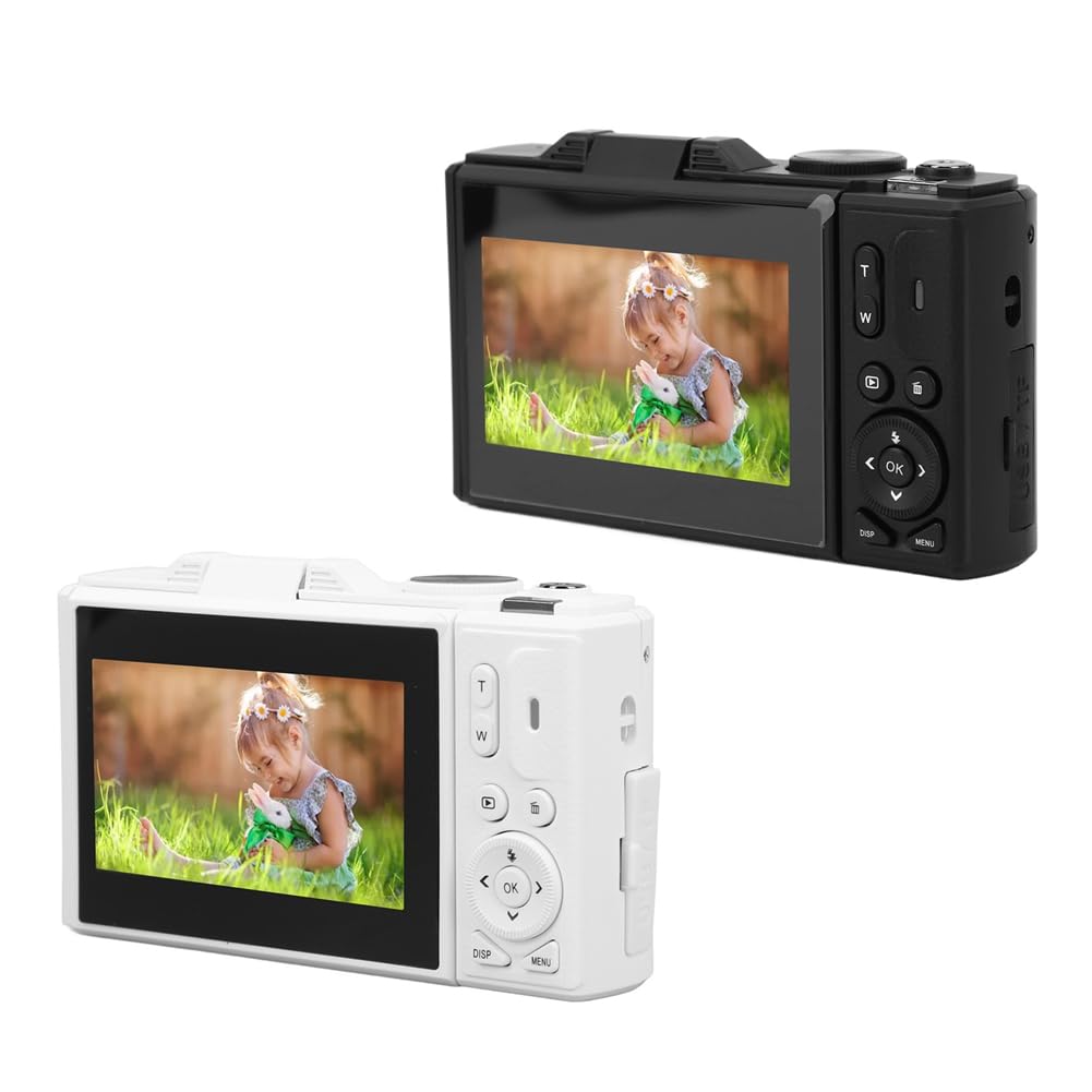 Retro aparat cyfrowy 64 MP stabilizacja wideo funkcja pauzy 3-calowy ekran IPS aparat cyfrowy do vlogowania czarny