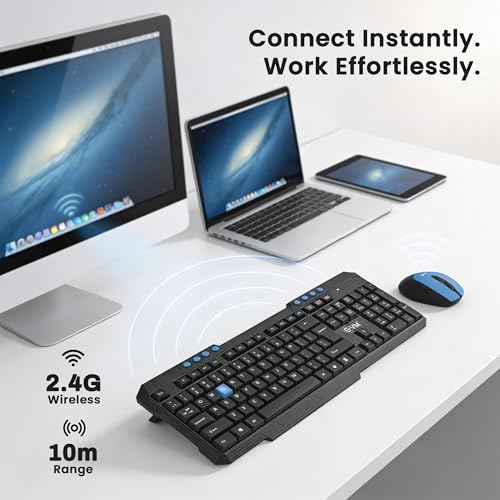 Image of EVM Wireless Keyboard Mouse Combo 2.4GHz | USB Receiver | Computer Combo for Laptop PC | Ergonomic Design | Long Range | Smooth Typing & Control | 1 Year Warranty (EVM-WLKM-036)