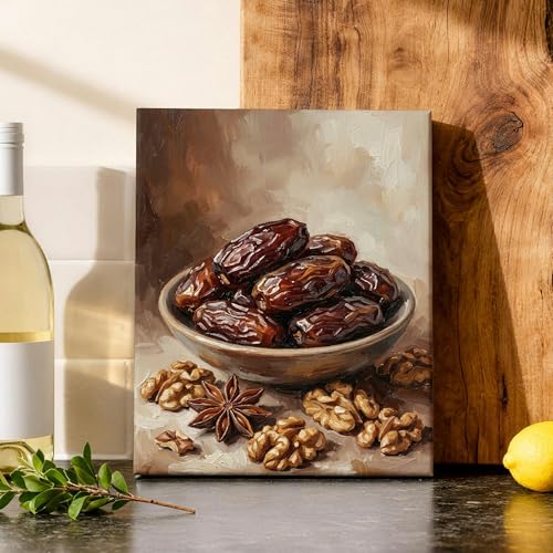 Lienzo decorativo para pared de cocina, diseño rústico de nogales naturales, color marrón otoñal, impresiones para colgar en la pared, arte para comedor, desayuno, rincón, restaurante, decoración de 8