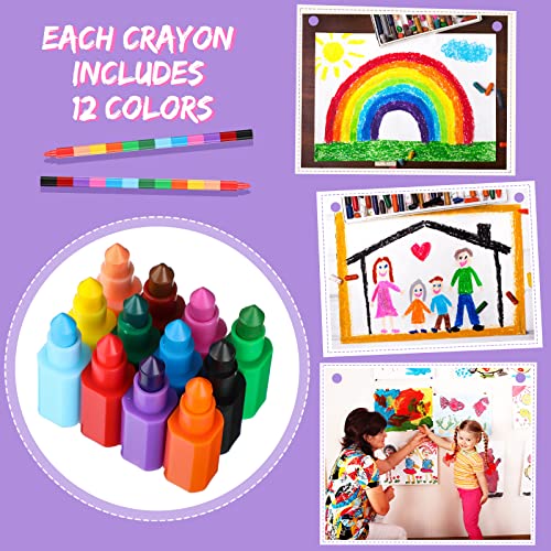 Gersoniel Rainbow Pencils Stackable Crayons For Kids Stacking Diy Crayons Buildable Crayons Party Favors For Office School Supplies, 12 Colors (36 Pieces) #TOP1