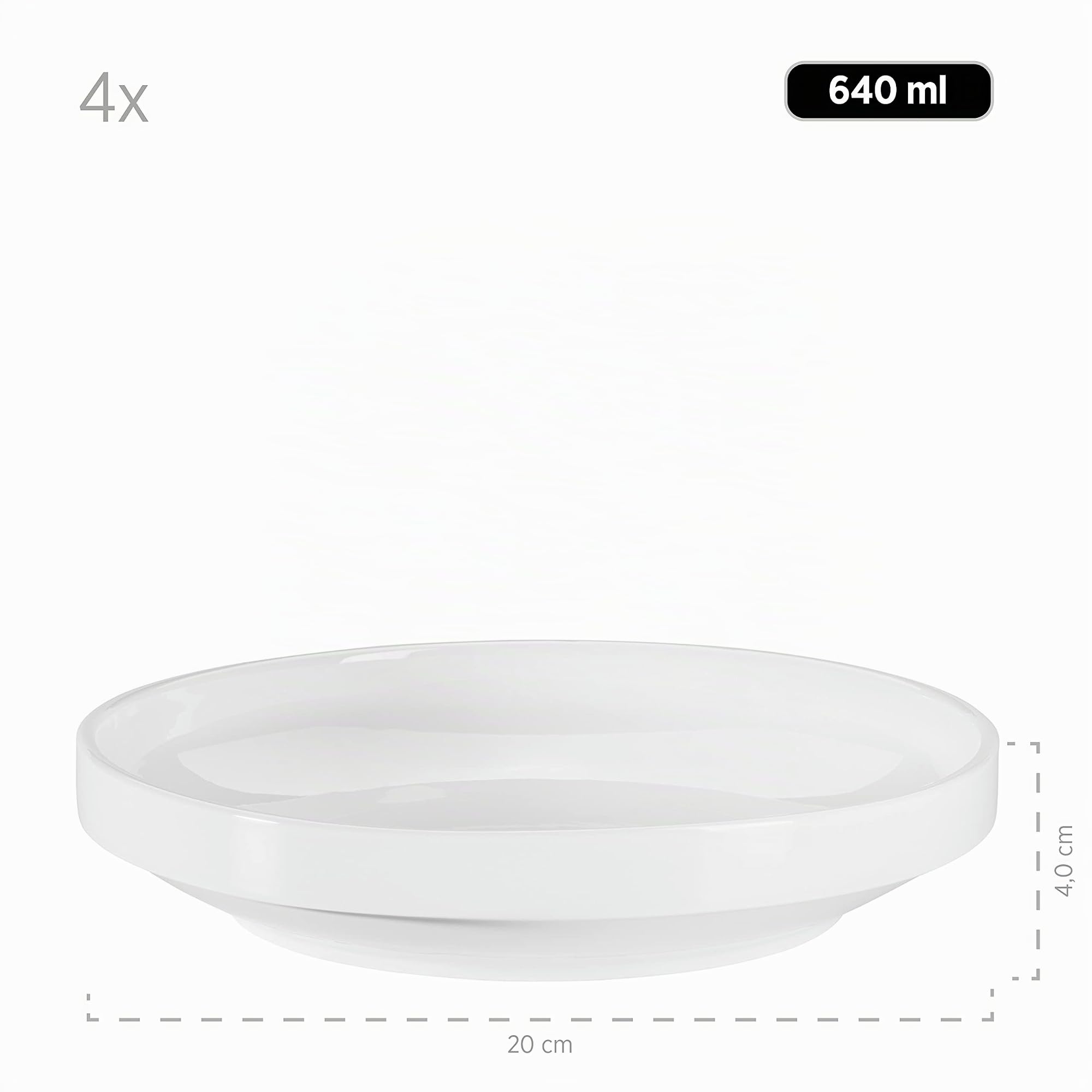 MÄSER Serie Vada, Modernes Teller Set für 4 Personen in robuster Gastronomie-Qualität, 12-teiliges Tafelservice in skandinavischem Design, Durable Porzellan, Weiß glänzend