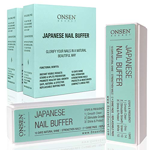 Onsen Professional Nail Buffer 2pk, Ultimate Shine Nail Buffing Block With 3 Way Buffing Methods, Smooth & Shine After Onsen Nail Filer, Compact Purse Size Manicure Tools for Optimum Nail Care