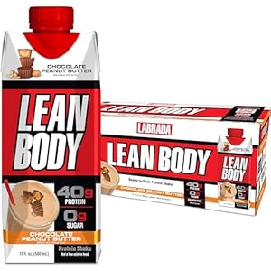 Lean Body Ready-to-Drink Protein Shake, 40g Protein, Whey Blend, 0 Sugar, Gluten Free, 22 Vitamins & Minerals, (Recyclable Carton & Lid – Pack of 12) LABRADA (Chocolate Peanut Butter)