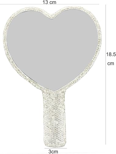 Miniatura 2 de Bestbling Bling Rhinestone Heart Handheld Mirror - Portable & Dazzling Makeup Mirror for On-The-Go Touch-ups (Plastic White)