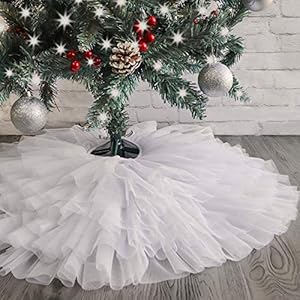 Ivenf Christmas Tree Skirt 30 inches Small Tulle 6 Layer Ruffled Skirt White Elegant Xmas Tree Holiday Decorations