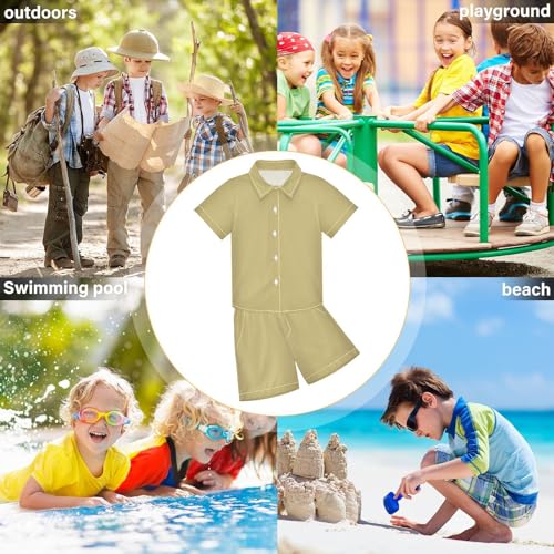 Image of 3T Toddler Boy Shorts Set Black Hawaiian Button Down Shirts Summer Outfits for Little Boy