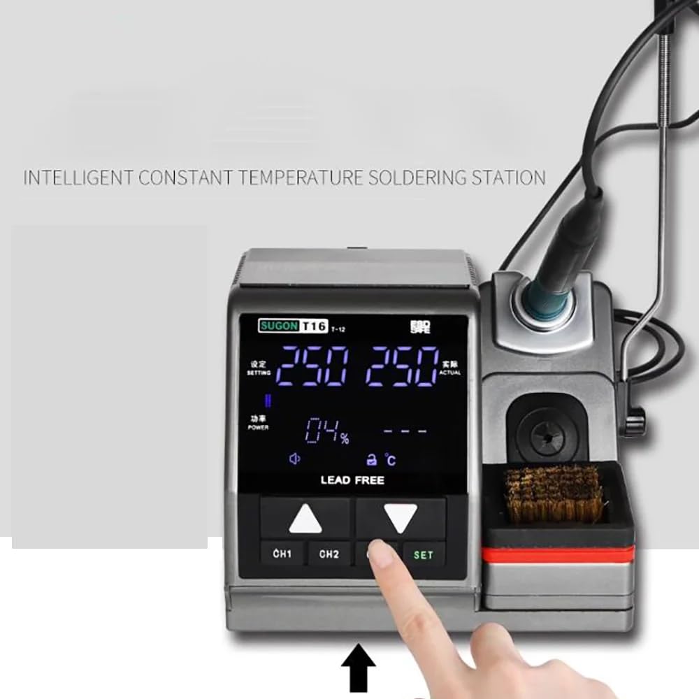 iDili 110-220V Digital Display Industrial Soldering Station with T12 Heating Core 3-Second Tin Melting Smart Constant Temperature(A)