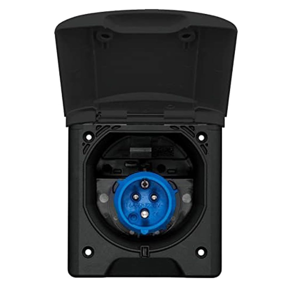 Presa di alimentazione CEE 230 V 16 A 3 pin per camper, coperchio pieghevole, alloggiamento ABS UV