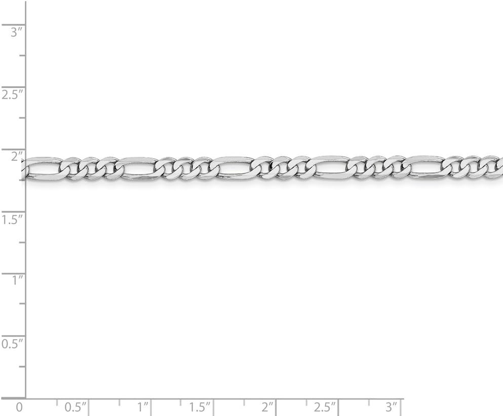 Solid 14K White Gold 4.5mm Flat Figaro Chain - Image 4