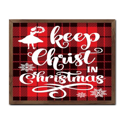 Panneau mural chrétien Keep Christ in Christmas cadre bois - 2