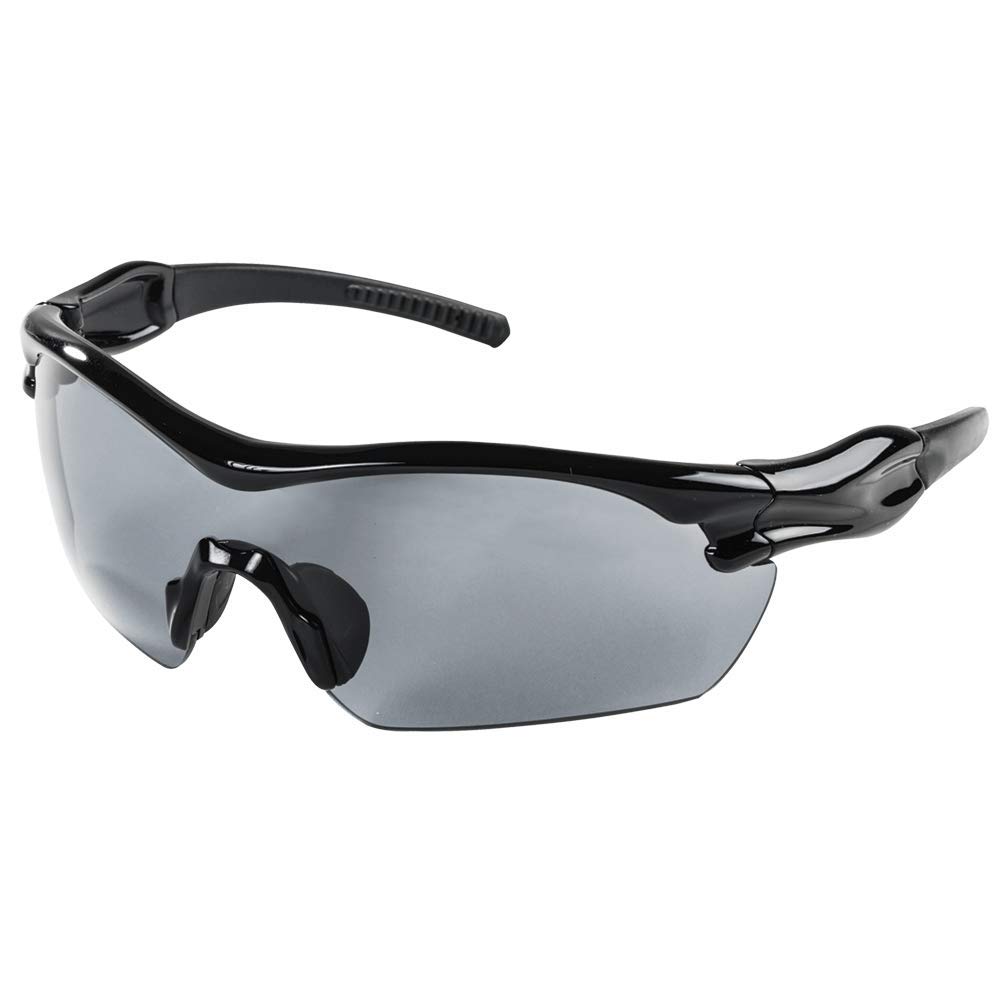 Sellstrom Stylish, Sporty, Soft, Slip-Resistant and Anti-Fog Hard Coating Protective Eyewear Safety Glasses, Smoke Lens, High Impact Optical Correct Wrap Style PC Lens, Soft Nose Piece (Qty 1), S72101