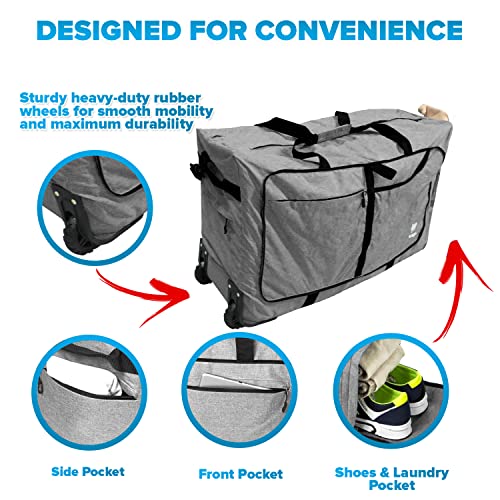 Bolsa de viagem com rodas - 80L 100L 120L Grande Bolsa de viagem dobrável de 76 cm para viagem - Bol