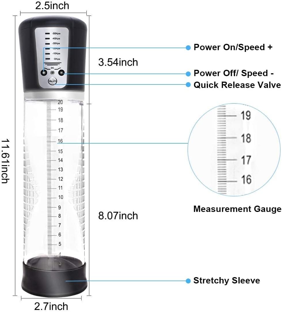 Penis Vacuum Pump with 6 Suction Intensities, Rechargeable Automatic High-Vacuum Penis Masturbator Enlargement Extend, Electric Penis Enlarge Air Pressure Device for Stronger Bigger Erections, Black