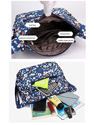 Qxwrel Crossbody Bag For Women Shoulder Bag Nylon Messenger Bags Multi Pocket With Adjustable Strap Casual Bag For Travel Outdoor (Dark Blue) #TOP4