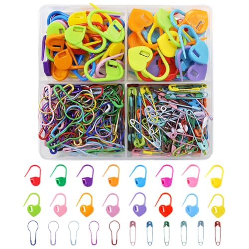 STOBAZA Juego de Marcadores de Puntos Color Aleatorio para Labores de Bordado y Tejido en Plástico y Metal, Resistentes al Desgaste Diseño de Dibujos Animados para
