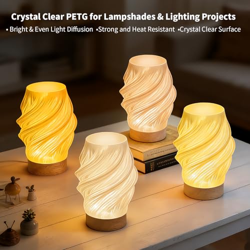 Image of IEMAI Clear PETG Filament 1.75mm 4KG Bundle, Glossy Transparent Finish 3D Printer Filament 1KG Spool 4 Rolls Orange Amber Brown Champagne, Perfect for Lampshade, Creative DIY, Home Decor
