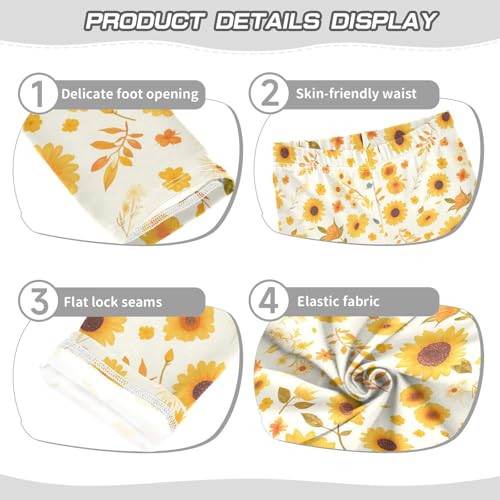 Sunflower Corner Boho Watercolor Background Kids Girl's Active Leggings Comfortable Full Length Activewear Exercise3