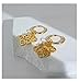 Luxury 14K gold-plated geometric openwork earrings, designer hoop gold earrings, high-end vintage hypoallergenic fashion jewelry.