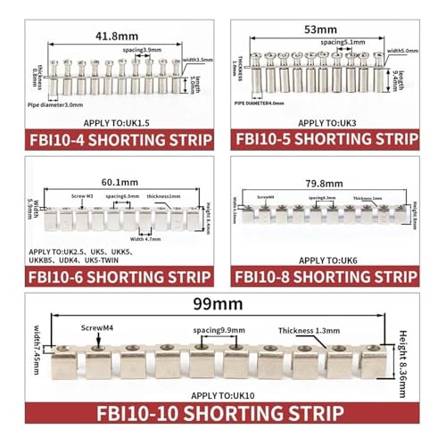 Puente fijo FBI 10-6 para bloque de conexión central UK2.5 de paso de 6mm 3