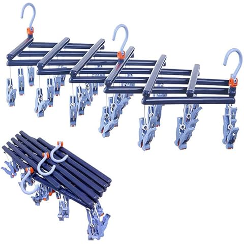 Sock Drying Rack,Sock Hanger for Washing Line, Foldable Clip Hangers with 29 Drying Clips,Hanging Drying Rack Sock Hanger for Washing Line,Drying Towels, Baby Clothes Cover