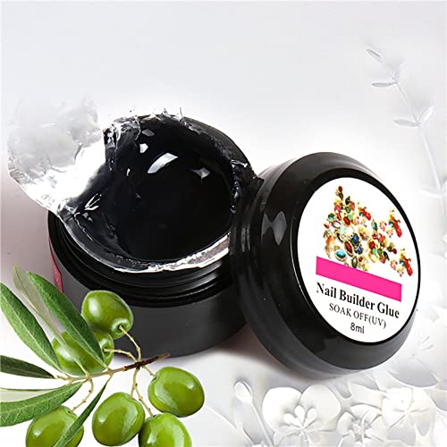 Jiusike Nail Design Adhesive Super Sticky Rhinestone Nail Decor Stuck Drill Glue Nail Ornament Adhesive Drill Glue Nail Adhesive Drill Light Transparent Glue (A, One Size) #TOP4